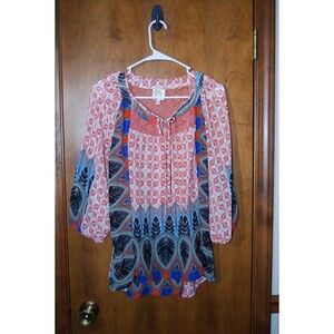 ANTHROPOLOGIE FIG & FLOWER PEASANT TOP BLOUSE Size Small